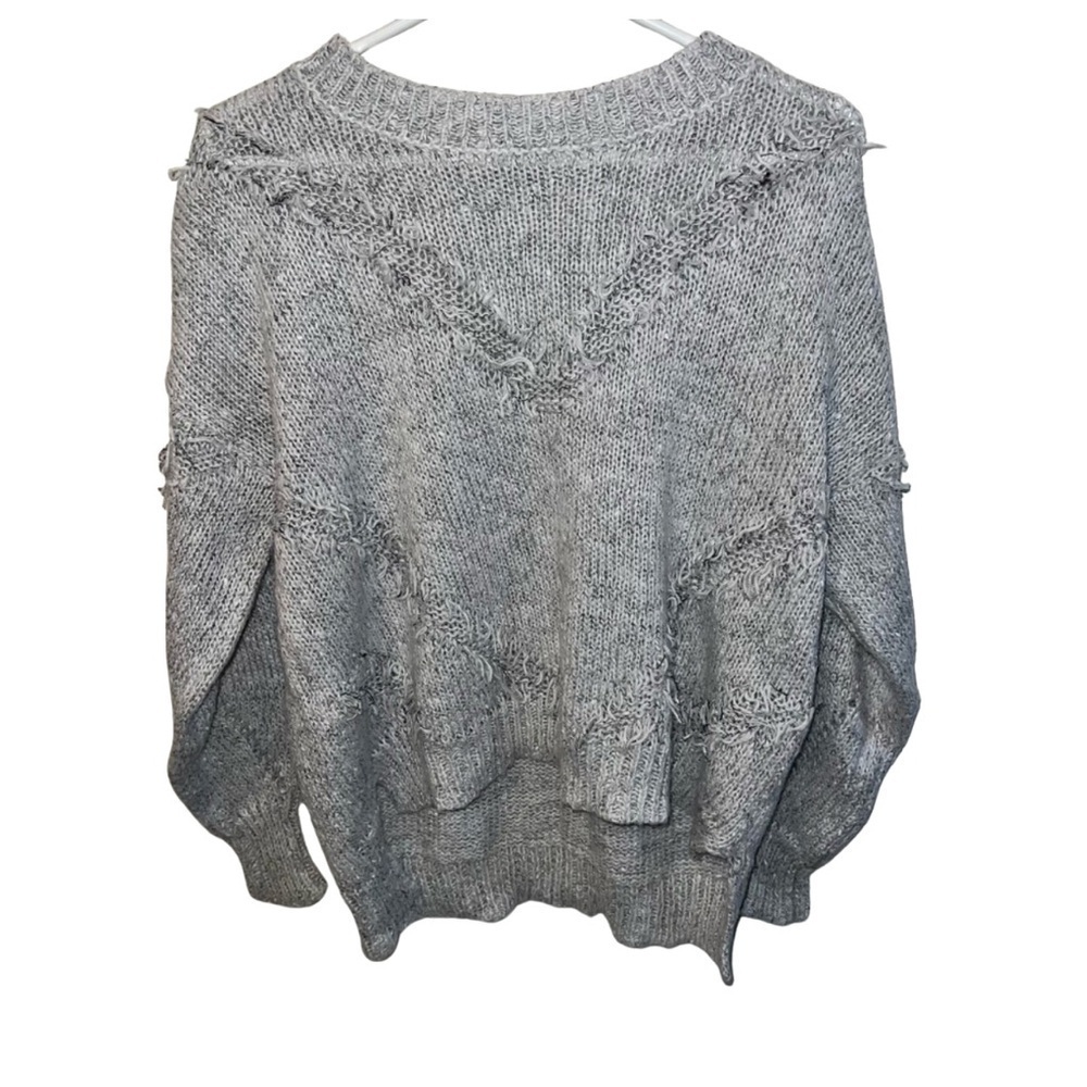 Charlotte Russe Distressed Knit Sweater, Size L, Women’s Gray Pullover